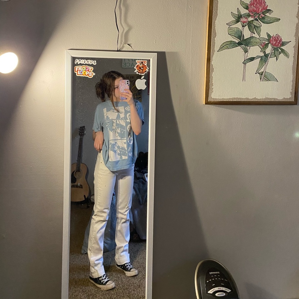 For all Mankind straight leg white jeans